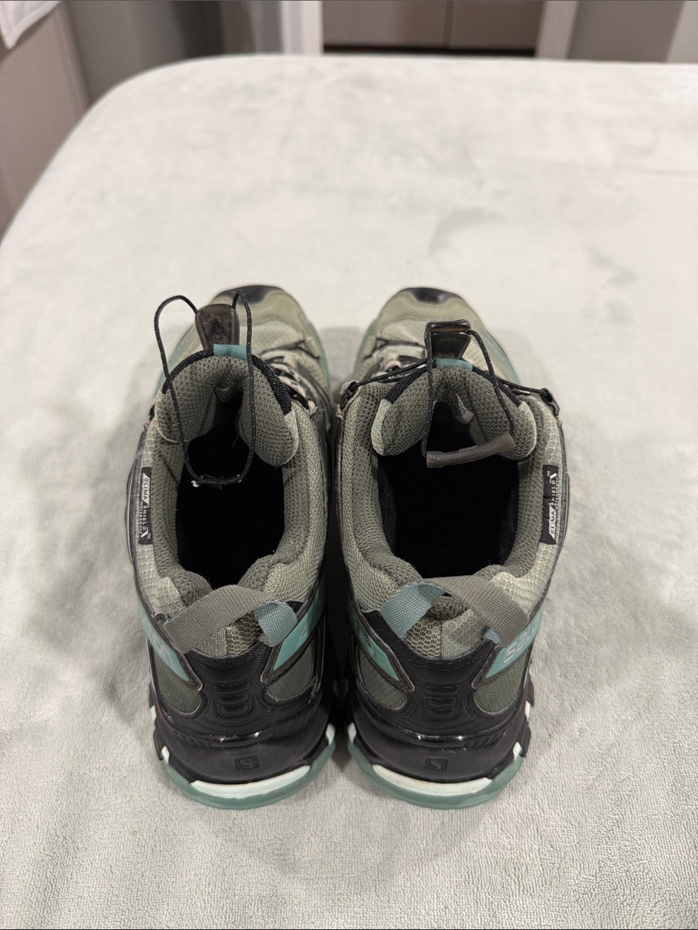 Salomon Women's Waterproof Sage Green and Black Trail Sneakers - Picture 2 of 4